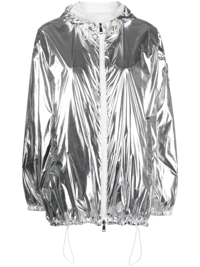 Shop Moncler Metallic-finish Hooded Jacket
