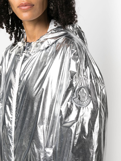 Shop Moncler Metallic-finish Hooded Jacket