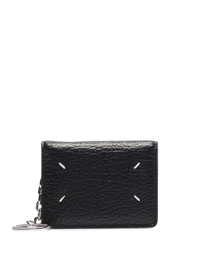 Shop Maison Margiela Four-stitch Keyring Card Holder In Black