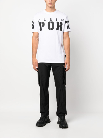 Shop Plein Sport Ss Logo-print Cotton T-shirt In White