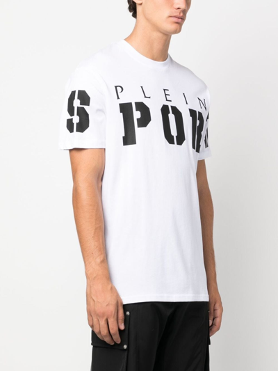 Shop Plein Sport Ss Logo-print Cotton T-shirt In White