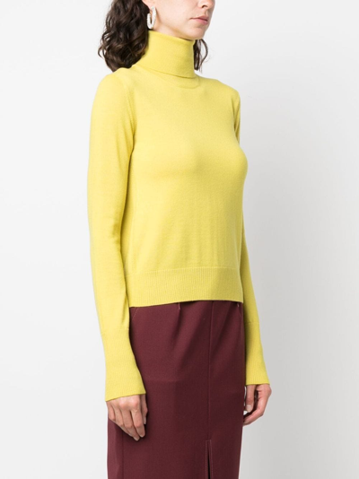 Shop Patrizia Pepe Roll-neck Fine-knit Jumper In Yellow