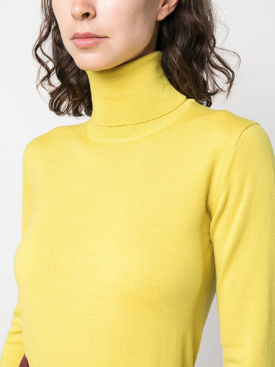 Shop Patrizia Pepe Roll-neck Fine-knit Jumper In Yellow