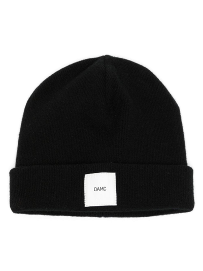 Shop Oamc Whistler Logo-patch Beanie In Black