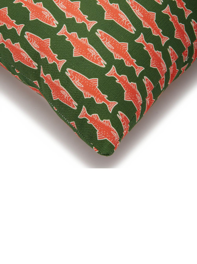 Shop La Doublej X Passalacqua Como Fish-print Padded Cushion In Green