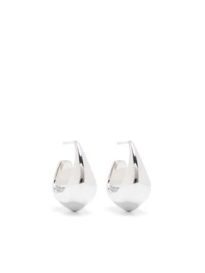 Shop Lemaire Small Curved Drop Earrings In Silver