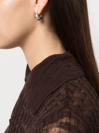 Shop Lemaire Small Curved Drop Earrings In Silver