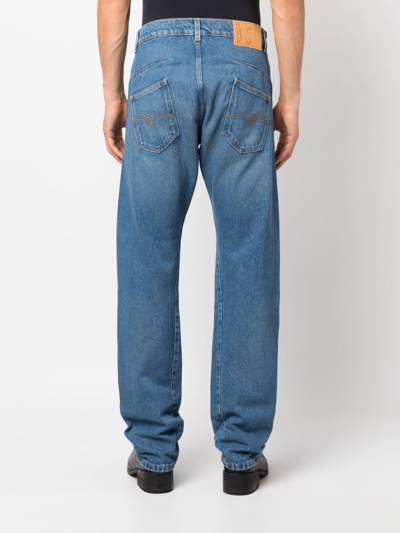 Shop Martine Rose Twisted-seam Straight-leg Jeans In Blue