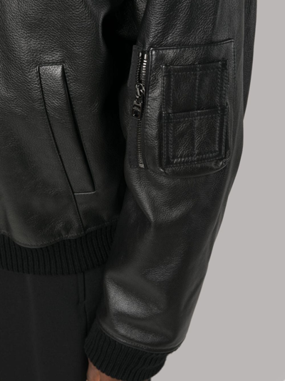 Dolce & Gabbana Leather Bomber Jacket In Black