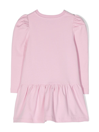 Shop Moschino Teddy Bear-print Fleece Dress In Pink
