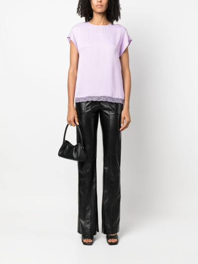 Shop Twinset V-back Short-sleeved Blouse In Purple