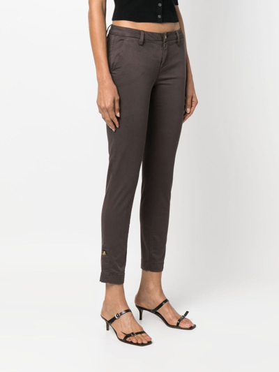Shop Liu •jo Mid-rise Tapered Trousers In Brown