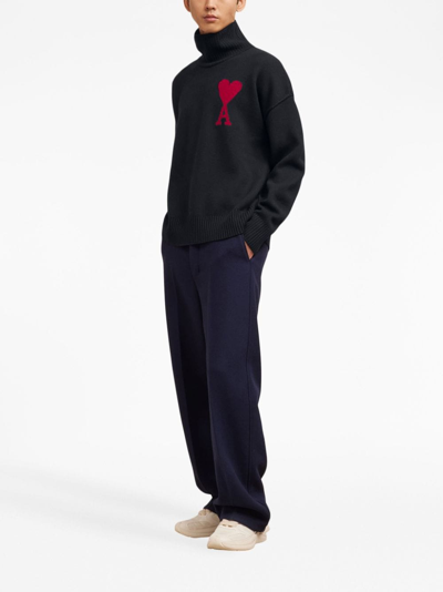 Ami Alexandre Mattiussi Ami De Coeur High-neck Jumper In Black