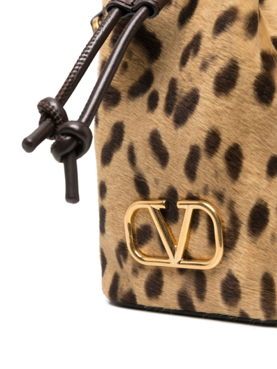 Shop Valentino Vlogo Signature Mini Bucket Bag In Brown
