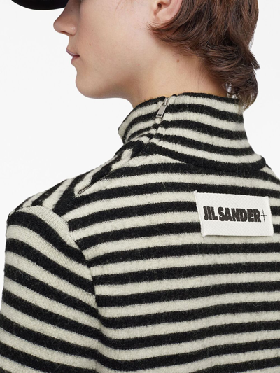 Jil Sander Logo-patch Stripe-pattern Top In Black