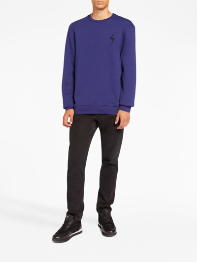 Shop Giuseppe Zanotti Hostap Cotton Sweatshirt In Blue
