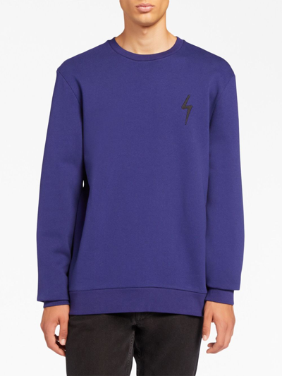 Shop Giuseppe Zanotti Hostap Cotton Sweatshirt In Blue