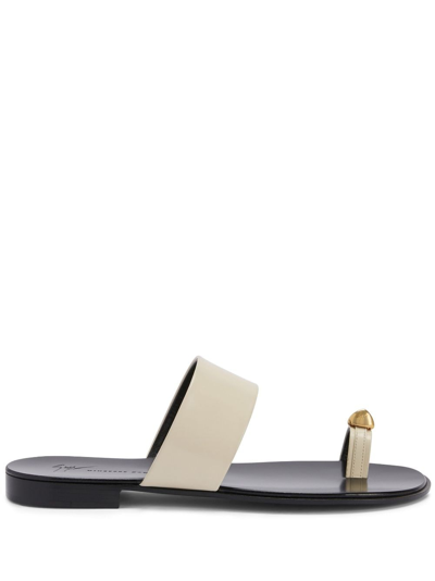 Shop Giuseppe Zanotti Norbert Strap-detail Leather Sandals In White