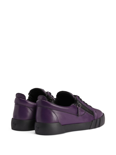 Shop Giuseppe Zanotti Frankie Low-top Leather Sneakers In Purple