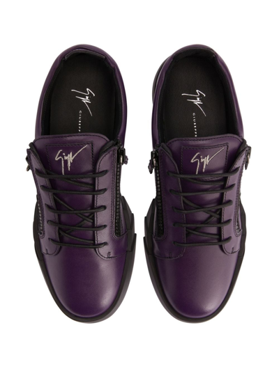 Shop Giuseppe Zanotti Frankie Low-top Leather Sneakers In Purple