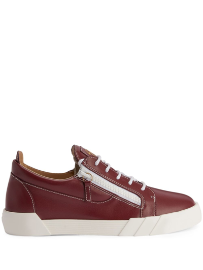 Shop Giuseppe Zanotti Frankie Low-top Leather Sneakers In Brown