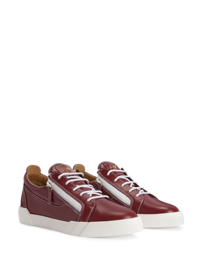Shop Giuseppe Zanotti Frankie Low-top Leather Sneakers In Brown