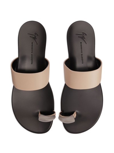 Shop Giuseppe Zanotti Norbert Strap-detail Leather Sandals In Neutrals