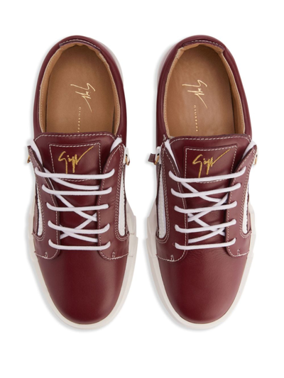 Shop Giuseppe Zanotti Frankie Low-top Leather Sneakers In Brown