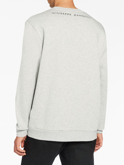 Shop Giuseppe Zanotti Logo-embroidered Cotton Sweatshirt In Grey