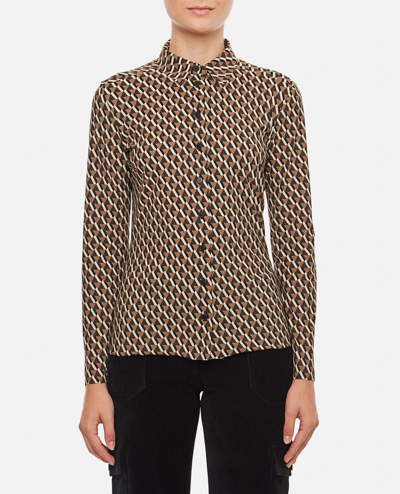 Shop Iriã© Jersey Geometric Print Shirt In Brown