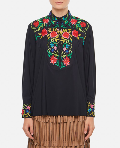 Shop Iriã© Embroidered Long Sleeves Blouse In Black