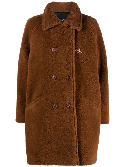Shop Fay Jacqueline Double-breasted Coat In Brown