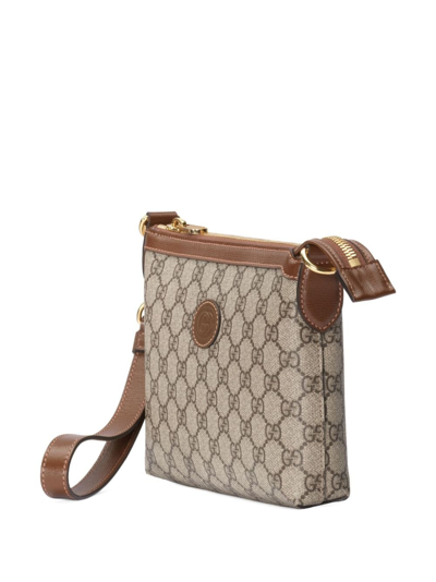 Shop Gucci Gg-canvas Messenger Bag In Nude