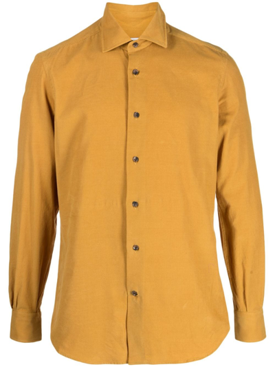 Shop Mazzarelli Long-sleeve Cotton Shirt In Gelb