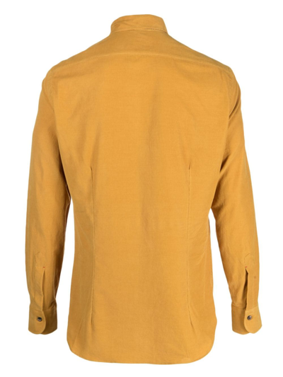 Shop Mazzarelli Long-sleeve Cotton Shirt In Gelb