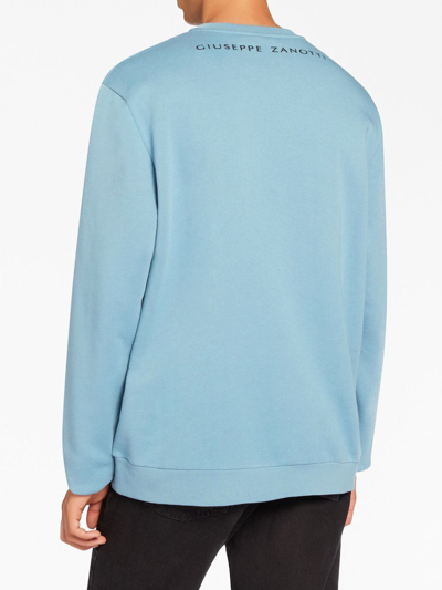 Shop Giuseppe Zanotti Hostap Cotton Sweatshirt In Light Blue