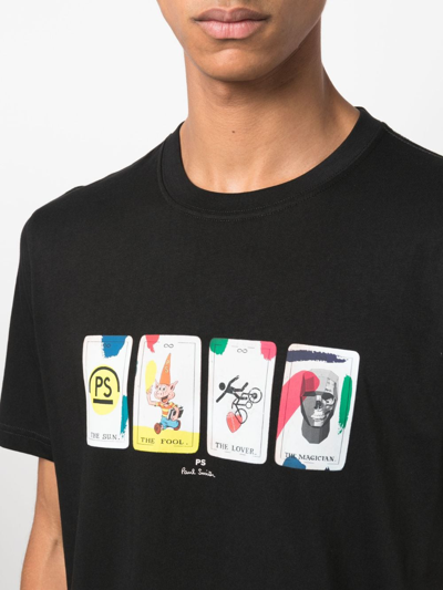Shop Ps By Paul Smith Tarot Cards Cotton T-shirt In Black