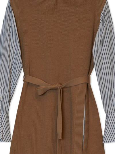 Simkhai Shai Layered Belted Minidress In Braun