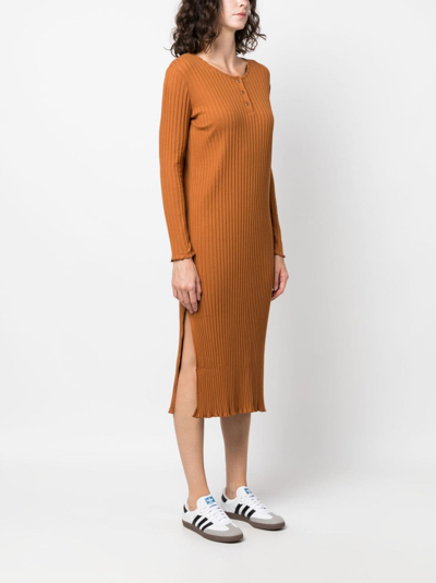 Shop Apc Sandi Ribbed Knit Dress In Braun