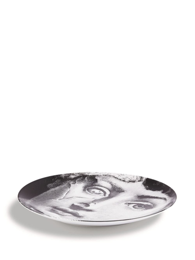 Fornasetti Printed Design Plate In Schwarz