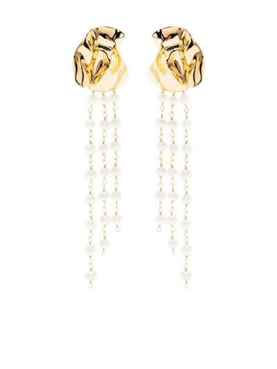 Shop Sterling King Georgia Pearl Drop Earrings In Gold