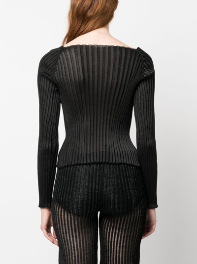 Shop A. Roege Hove Emma Ribbed-knit Cardigan In Black