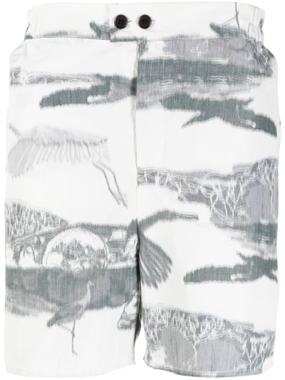 Shop Henrik Vibskov Graphic-print Bermuda Shorts In Neutrals