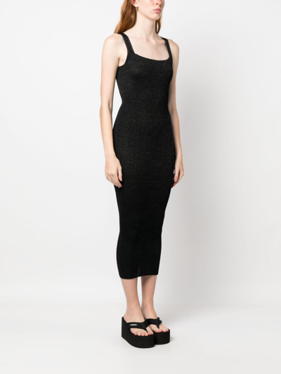 Shop A. Roege Hove Emma Ribbed-knit Midi Dress In Black