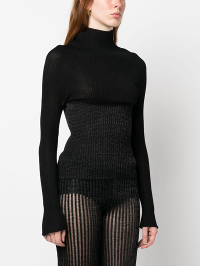 Shop A. Roege Hove Emma Cut-out Ribbed Top In Black