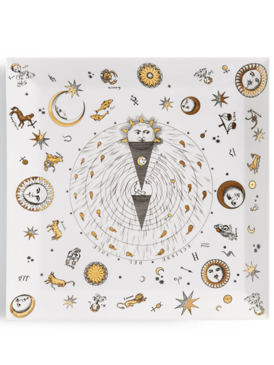 Shop Fornasetti Astronomici Porcelain Tray In Weiss