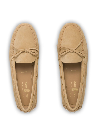 Shop Car Shoe Lux Driving Suede Loafers In Nude