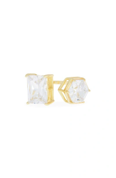 Shop Nordstrom Rack Hexagon & Emerald Cubic Zirconia Ring In Clear- Gold