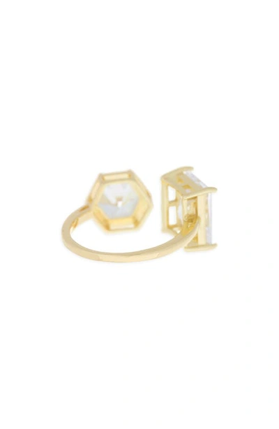 Shop Nordstrom Rack Hexagon & Emerald Cubic Zirconia Ring In Clear- Gold