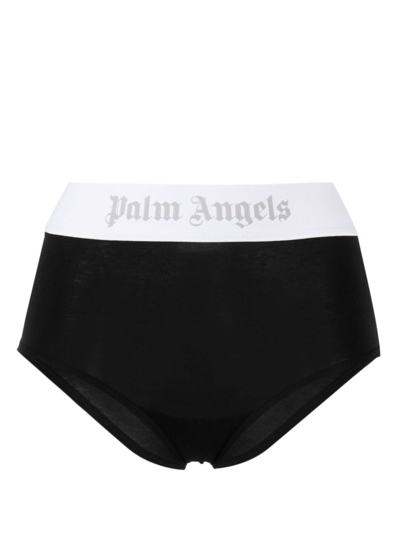 Shop Palm Angels Logo-waistband Briefs In Black